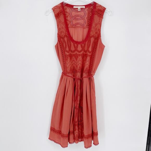 Anthropologie Burning Torch Women's Embroidered Drawstring Waist Small Dress - Picture 1 of 7
